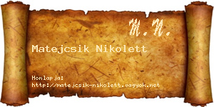 Matejcsik Nikolett névjegykártya